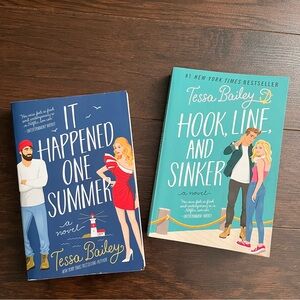 Tessa Bailey books. It Happened One Summer and Hook, Line, and Sinker.